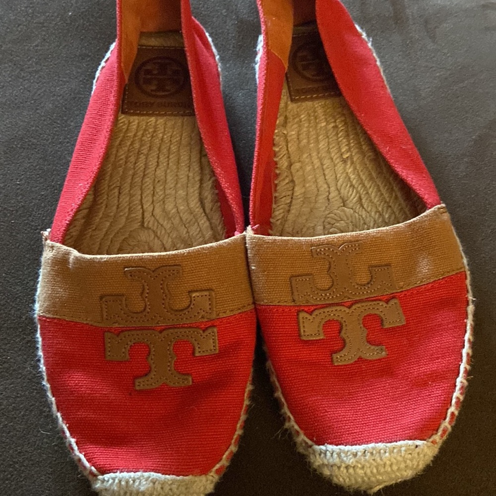 Tory Burch canvas espadrilles logo flats